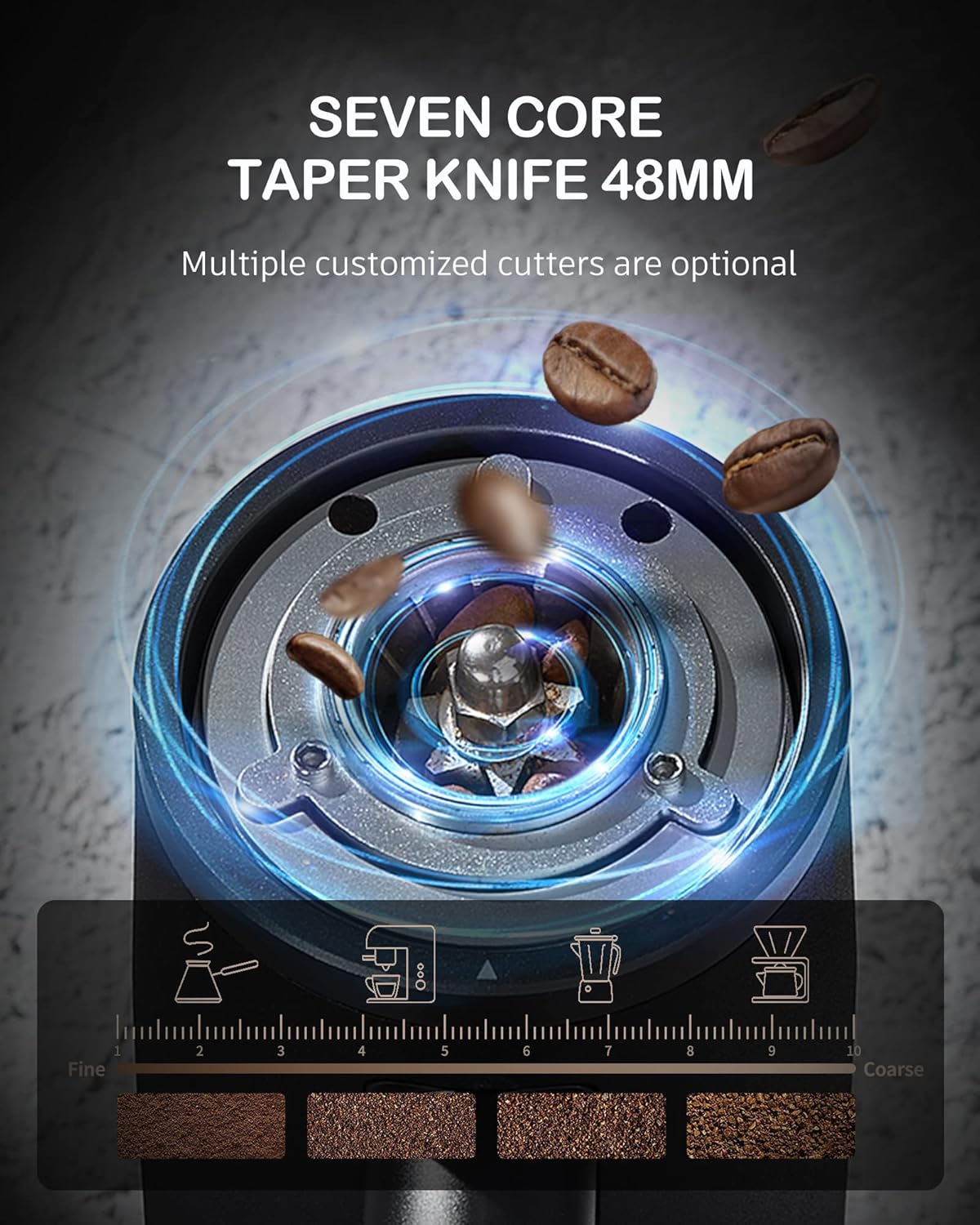 STARSEEKER EDGE 48MM Conical Burr Electric Coffee Grinder